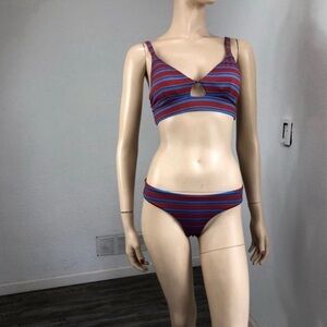 RVCA swimsuit bikini and top set blue, orange size: S